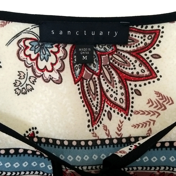 Sanctuary women's bohemian print blouse size M - Picture 7 of 9